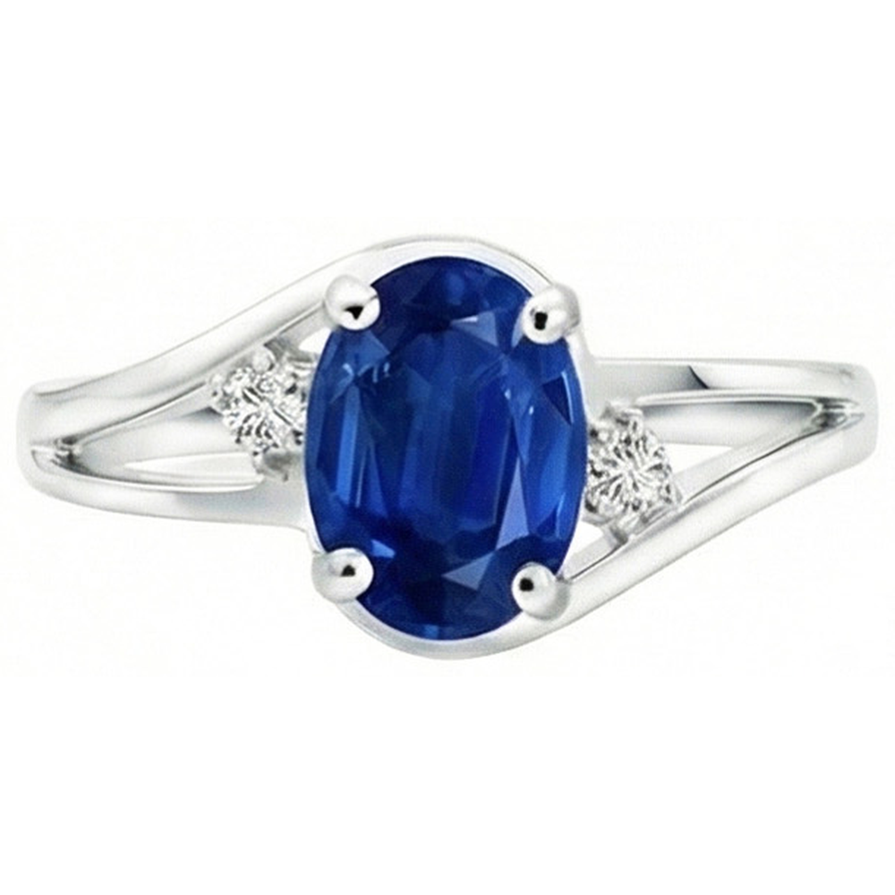 Saphir Diamant 2,20 Karat Ehering Weißgold 14K