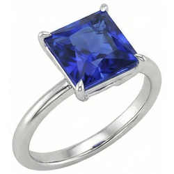 Saphir-Diamant-Ring Im Quadratschliff