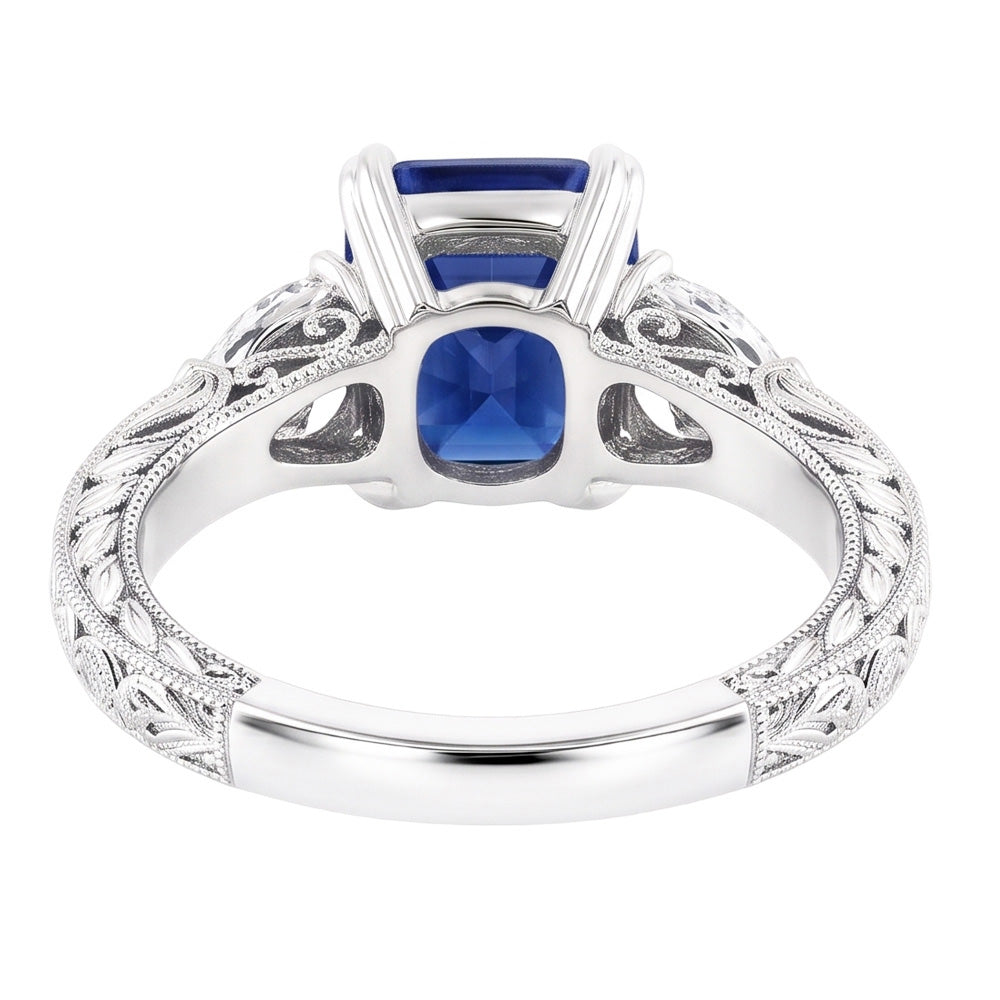 Saphir-Edelstein-Schmuck 3 Karat Birne & runder Natürlicher Diamant ( nicht im Labor gezüchtet )ring