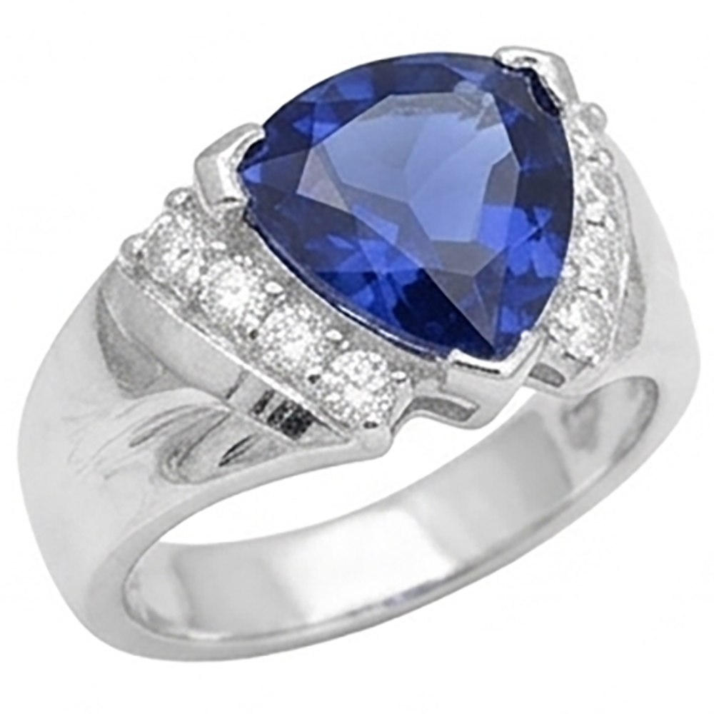 Saphir-Herrenring Diamond Anniversary Trillion Vintage Style
