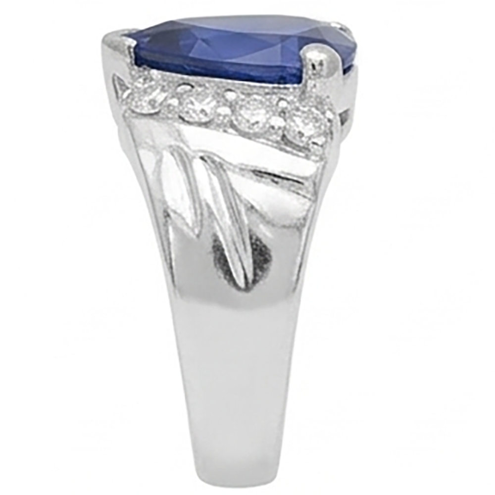 Saphir-Herrenring Diamond Anniversary Trillion Vintage Style