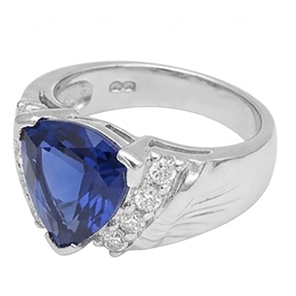 Saphir-Herrenring Diamond Anniversary Trillion Vintage Style