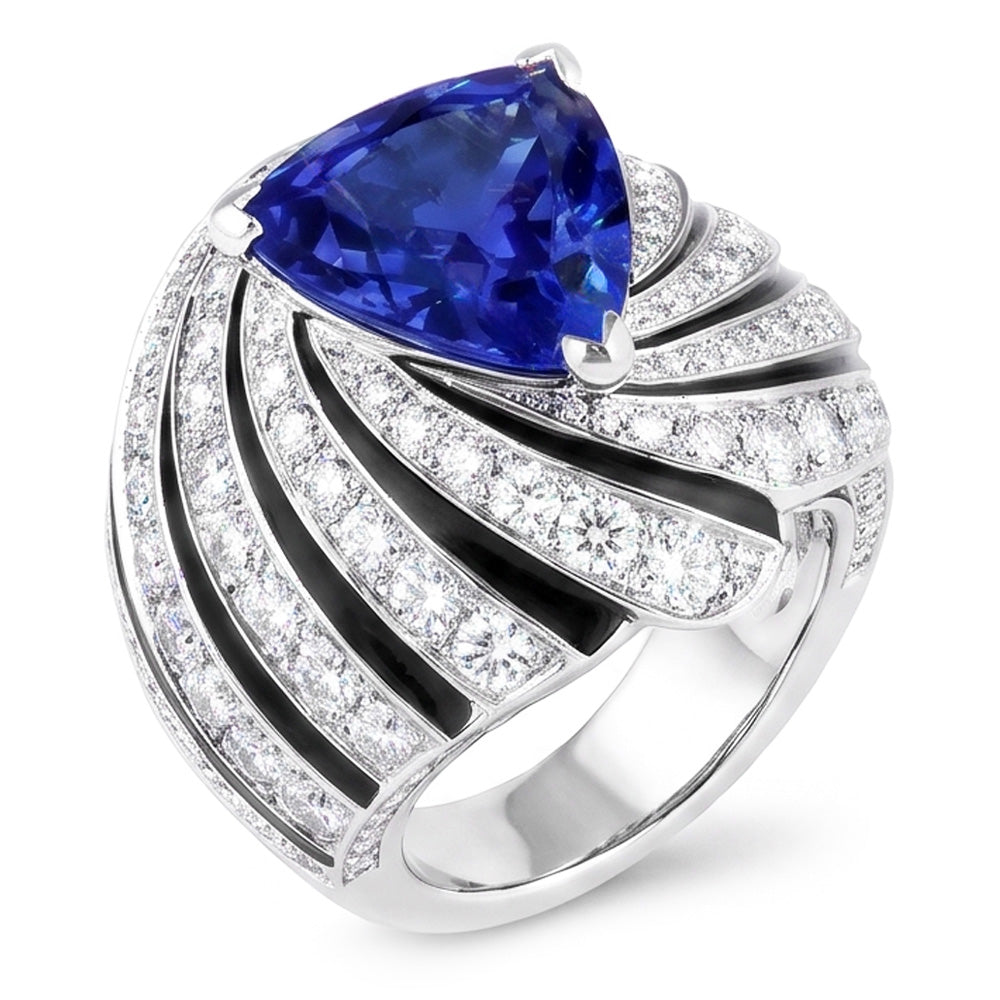 Saphir-Natürlicher Diamant ( nicht im Labor gezüchtet )-Cocktailring