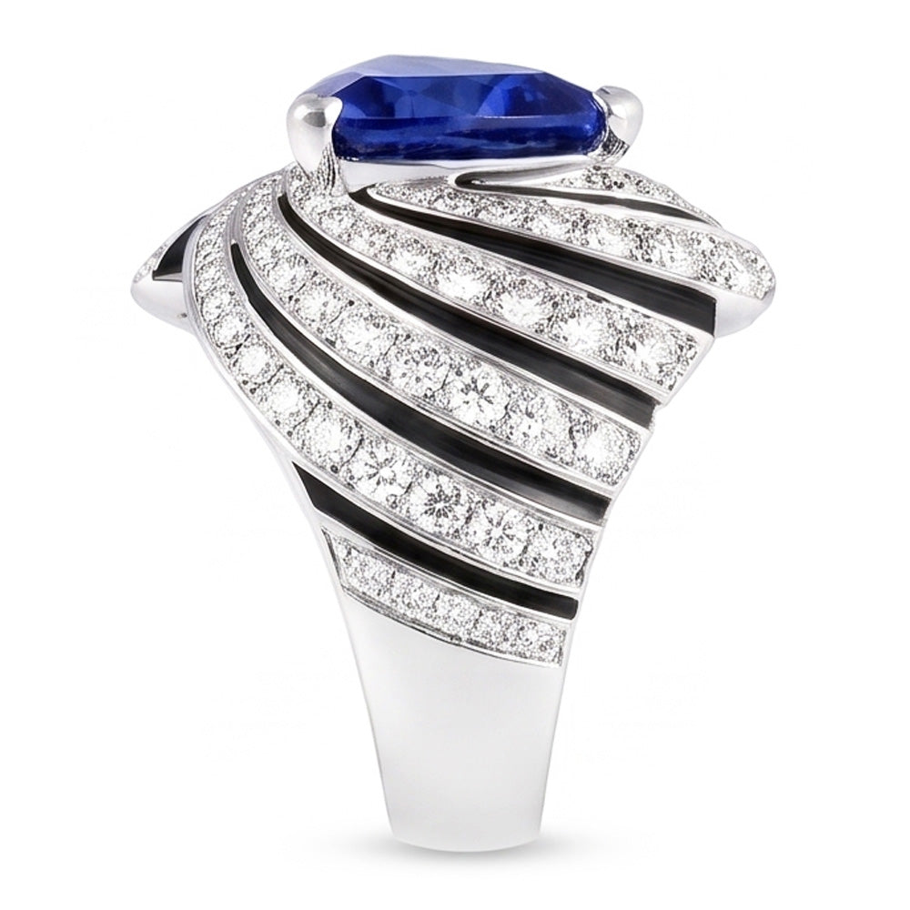Saphir-Natürlicher Diamant ( nicht im Labor gezüchtet )-Cocktailring