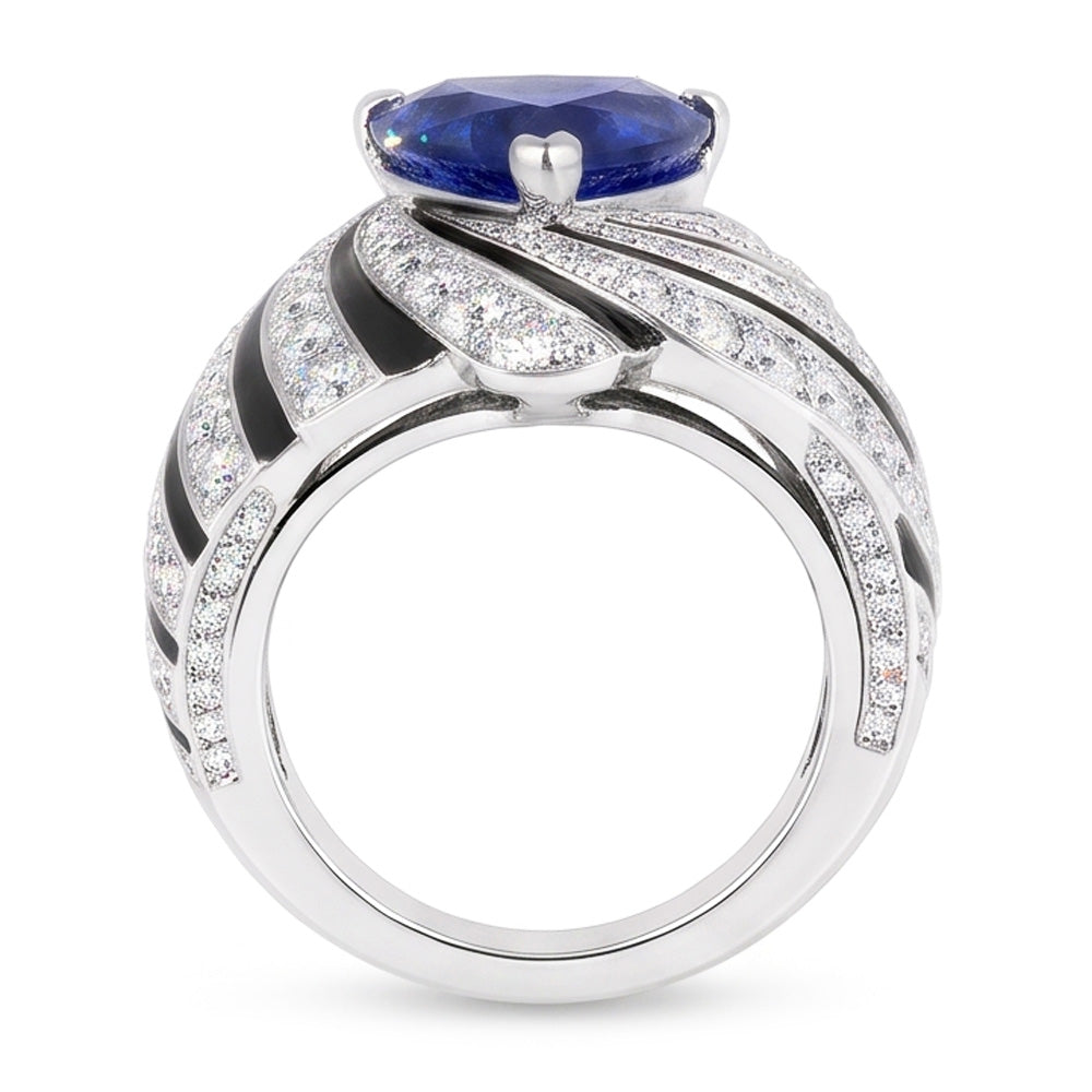 Saphir-Natürlicher Diamant ( nicht im Labor gezüchtet )-Cocktailring