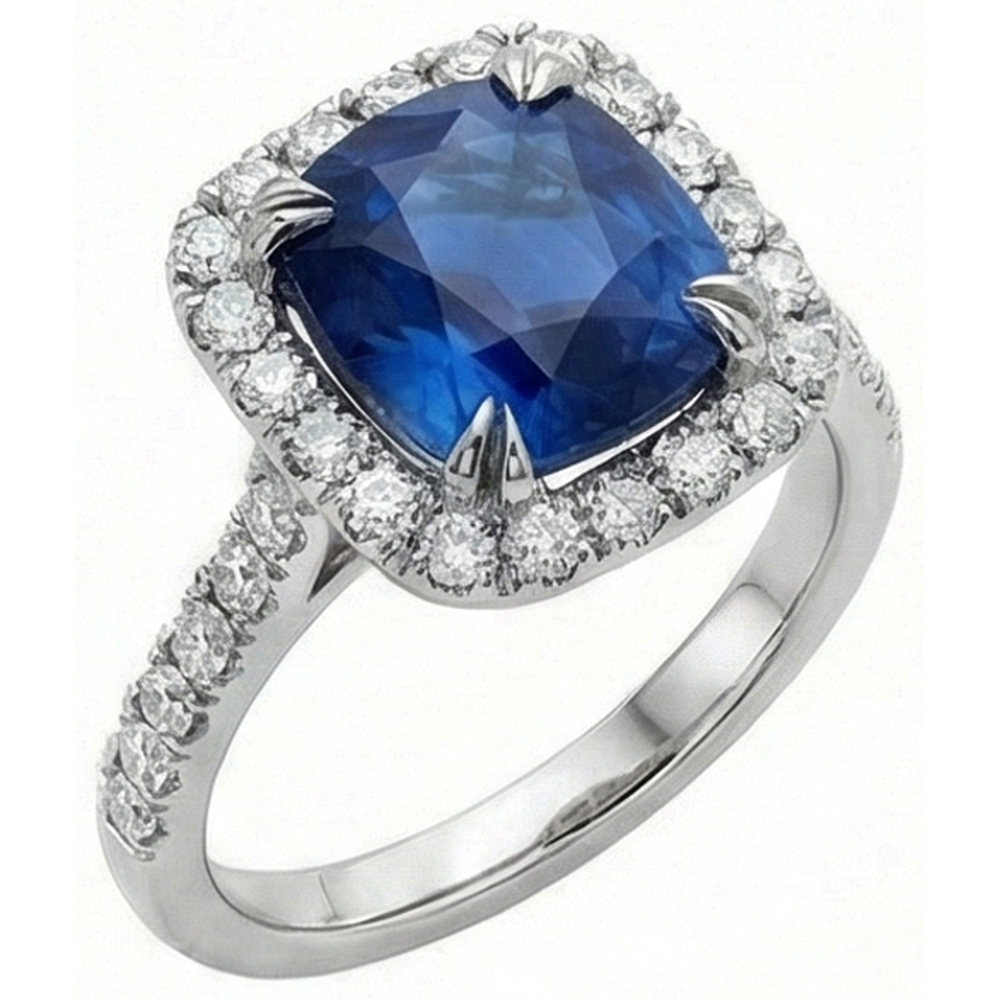 echter round saphir 2Karat ring Seitenansicht