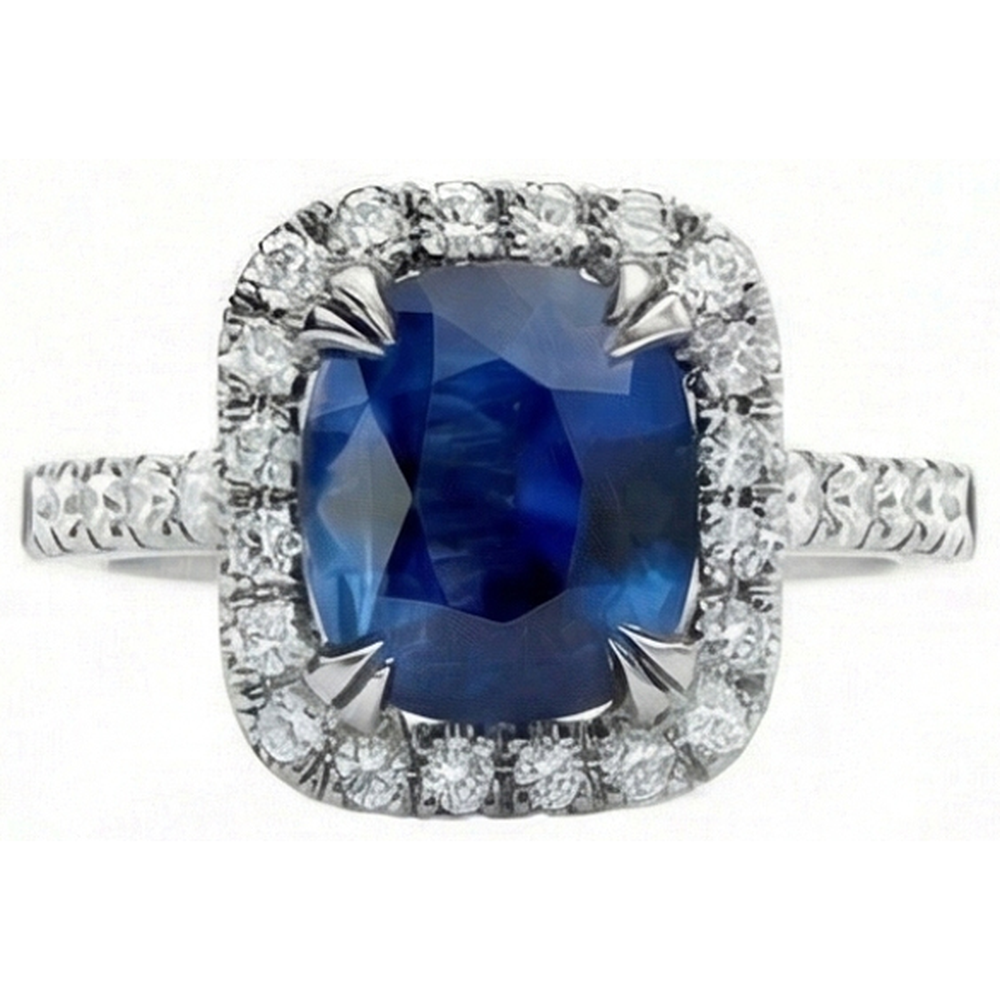 echter round saphir 2Karat ring Detailansicht