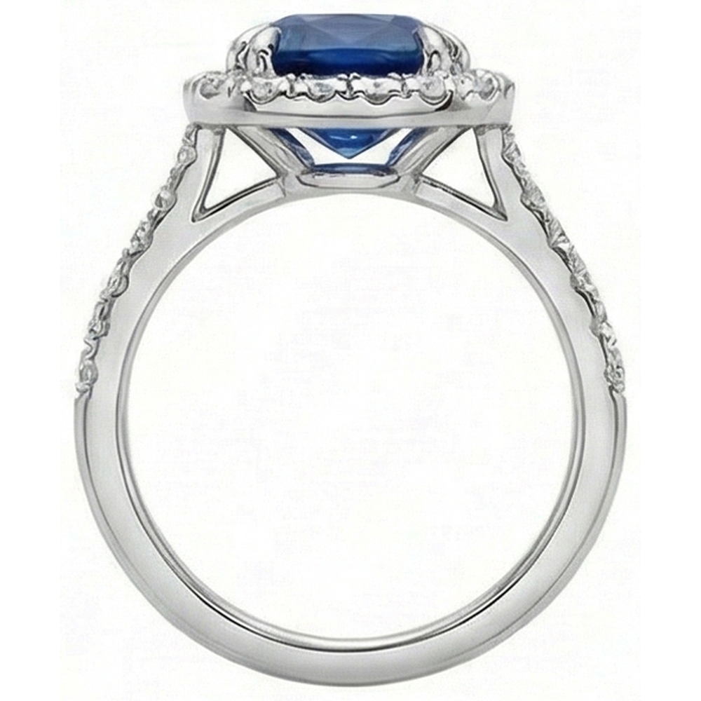echter round saphir 2Karat ring Profilansicht