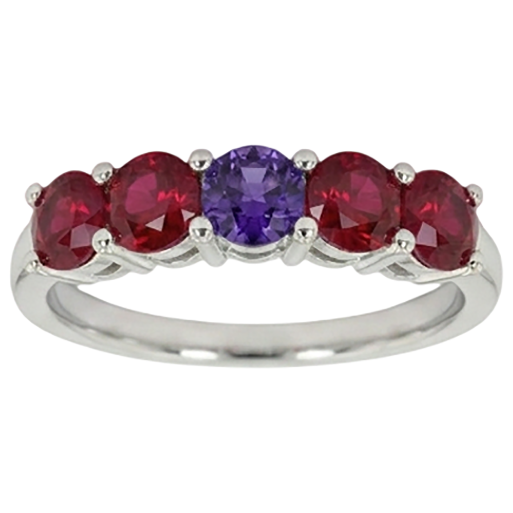echter round rubin 1.50Karat memoire-ring Vorderansicht