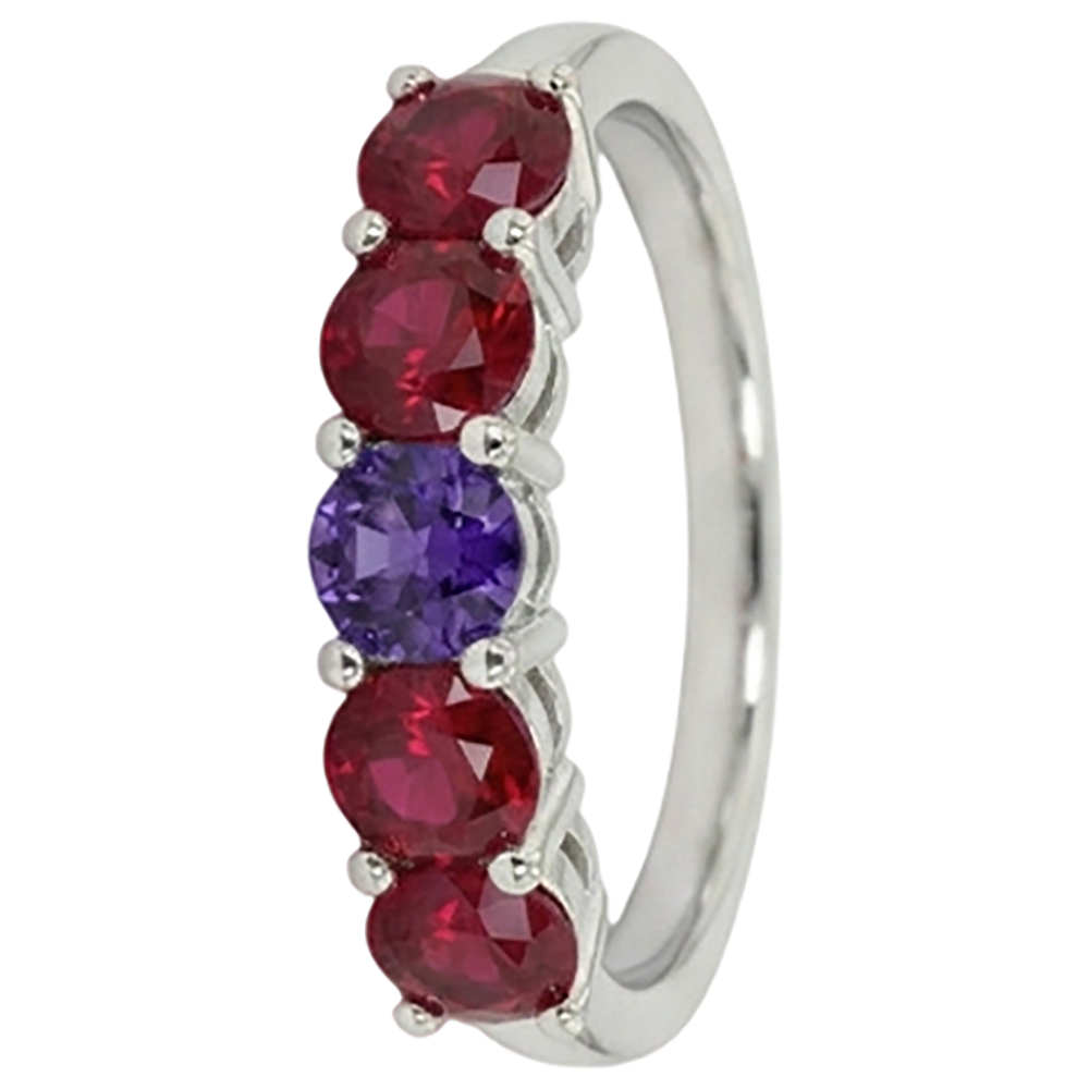 echter round rubin 1.50Karat memoire-ring Seitenansicht