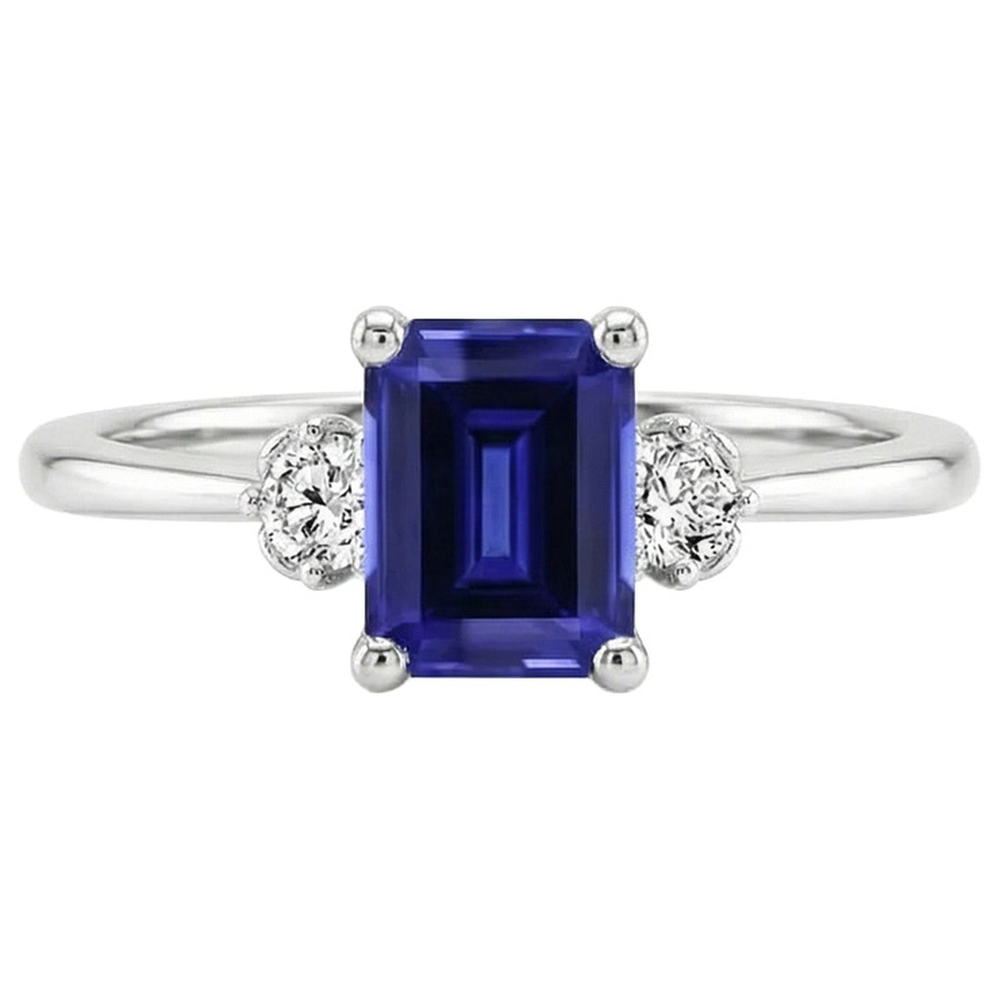 Saphir-Smaragdschliff-Ring