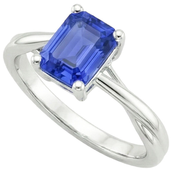 Saphir-Smaragdschliff-Verlobungsring