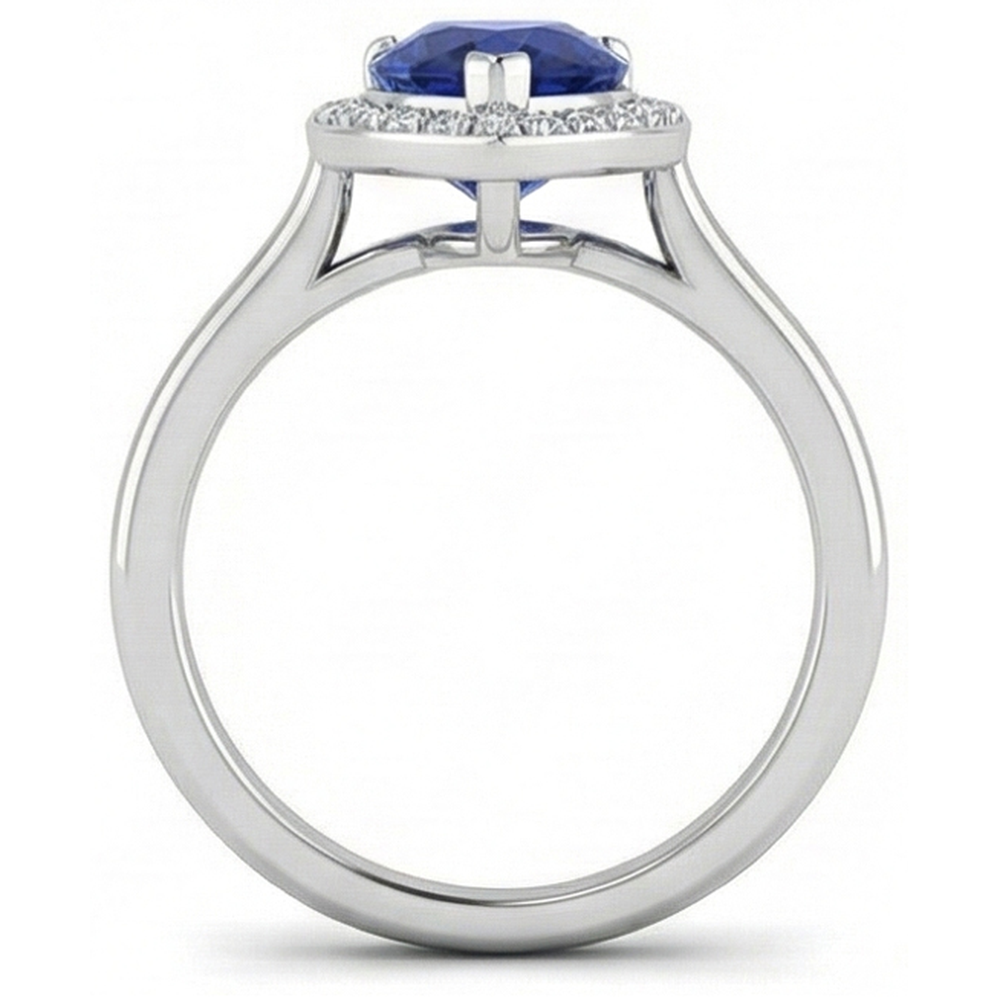 echter round saphir 2Karat ring Profilansicht