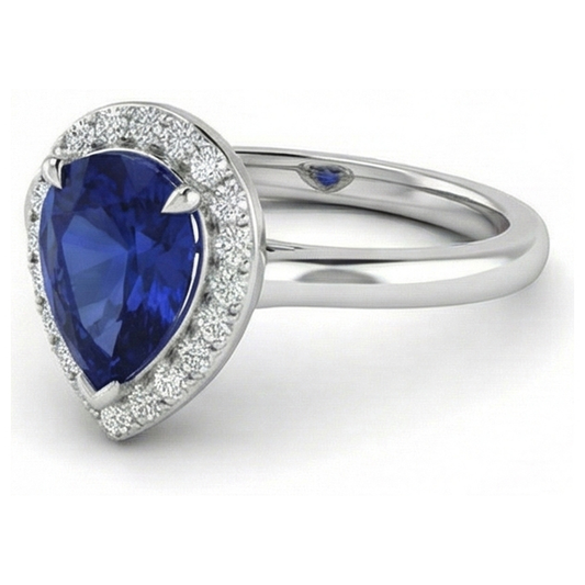 echter round saphir 2Karat ring Vorderansicht