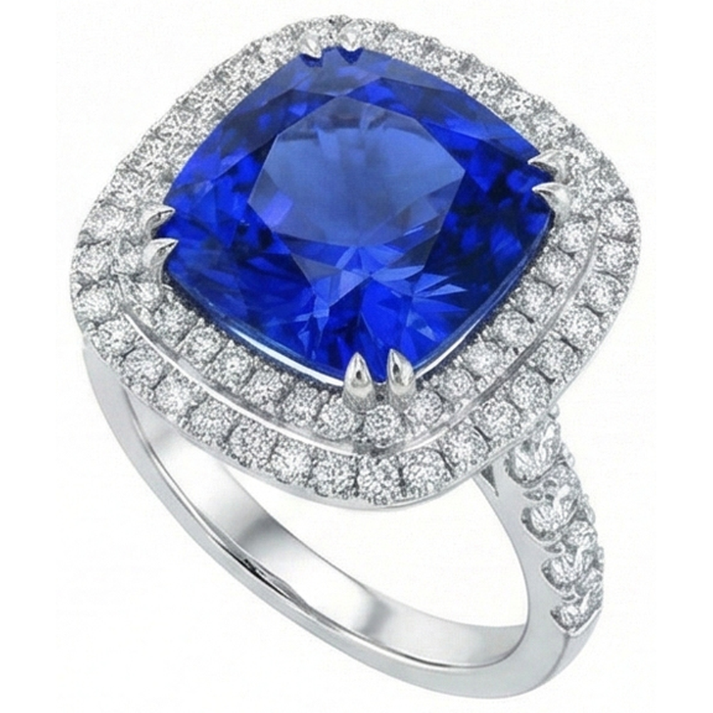 echter round saphir 14Karat ring Draufsicht