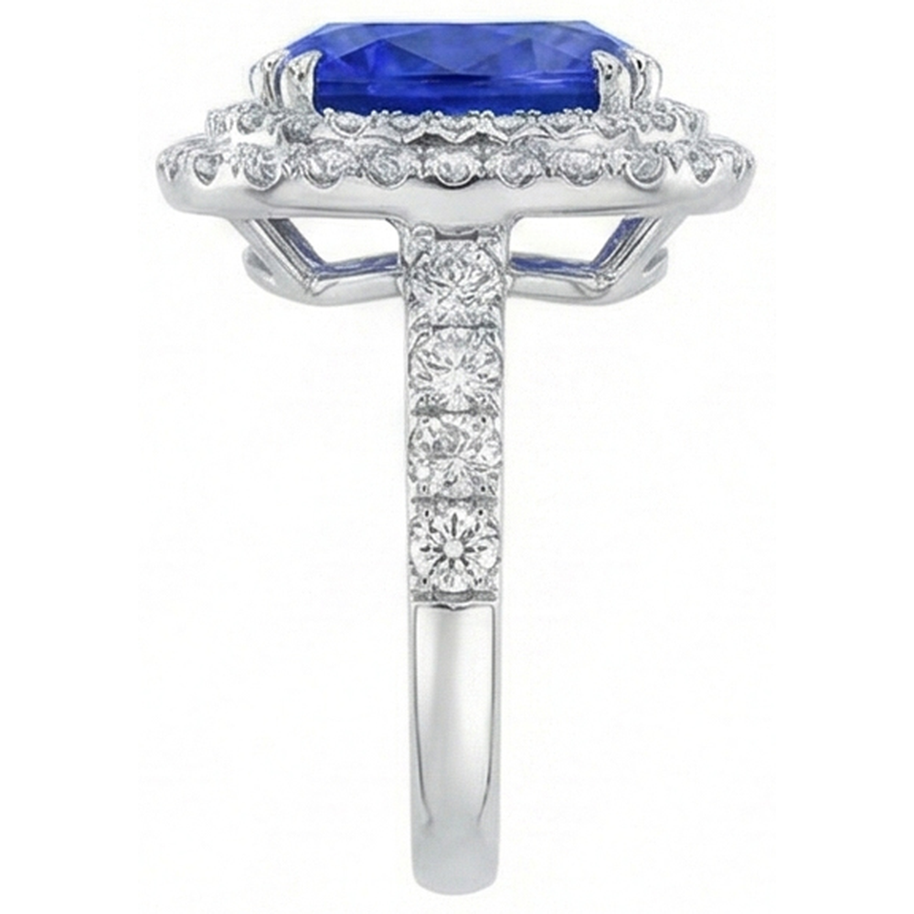 echter round saphir 14Karat ring Profilansicht