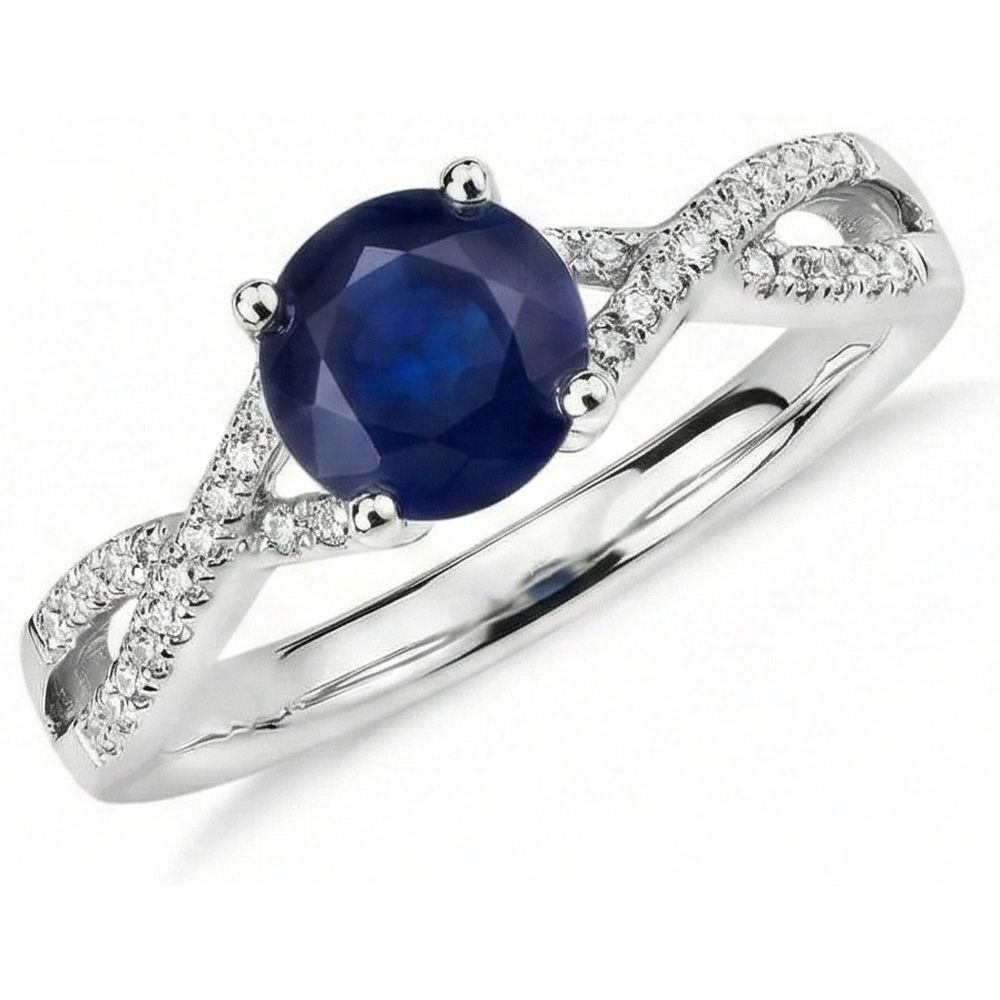 echter round saphir 1Karat ring Seitenansicht