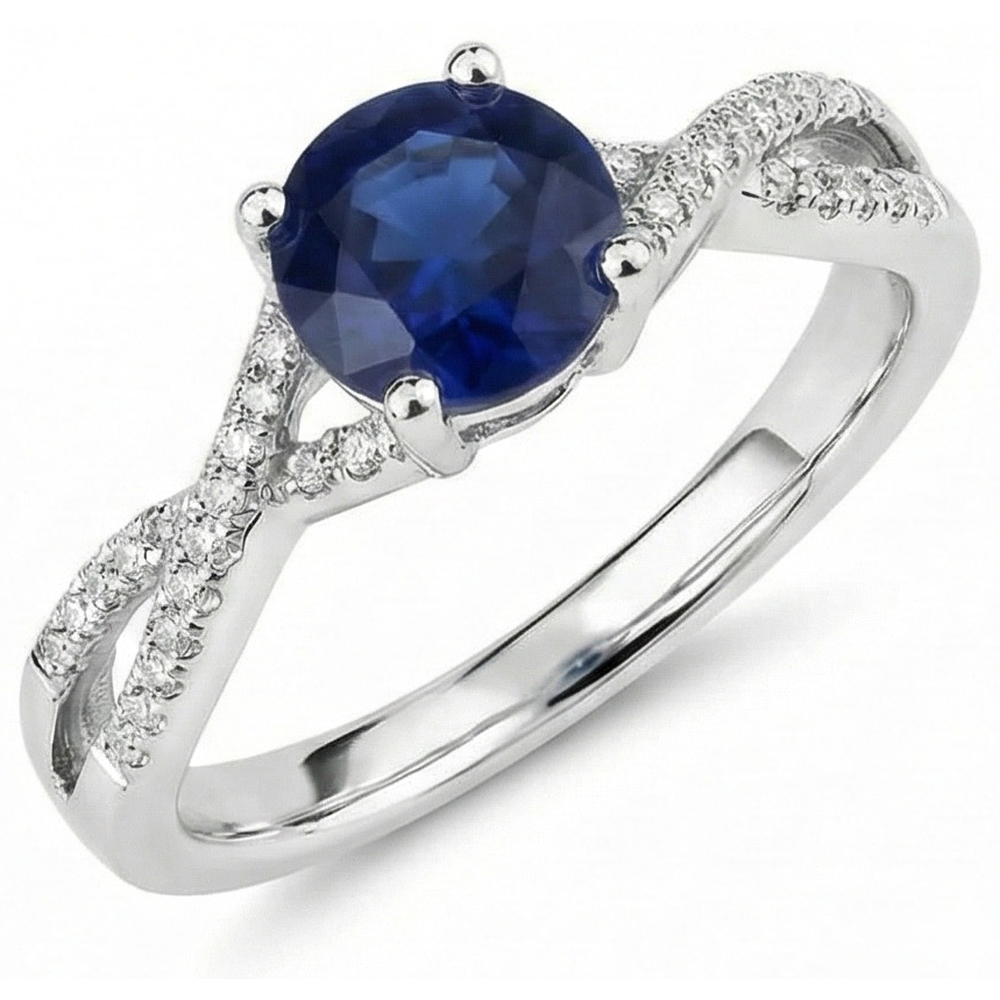 echter round saphir 1Karat ring Draufsicht