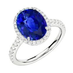 Saphir Verlobungsring Mit Diamant Halo