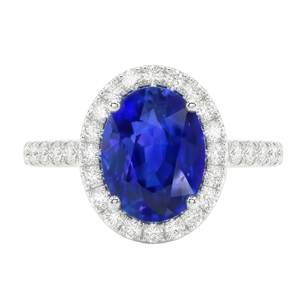 Saphir Verlobungsring Mit Diamant Halo