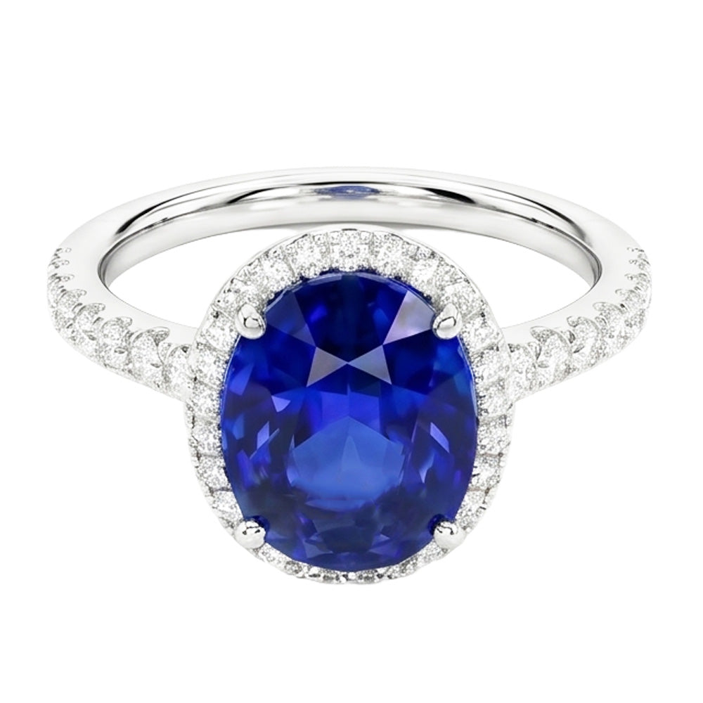 Saphir Verlobungsring Mit Diamant Halo