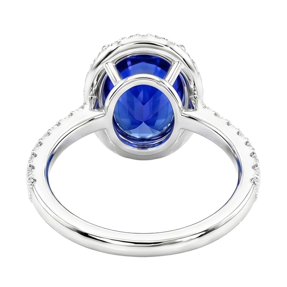 Saphir Verlobungsring Mit Diamant Halo