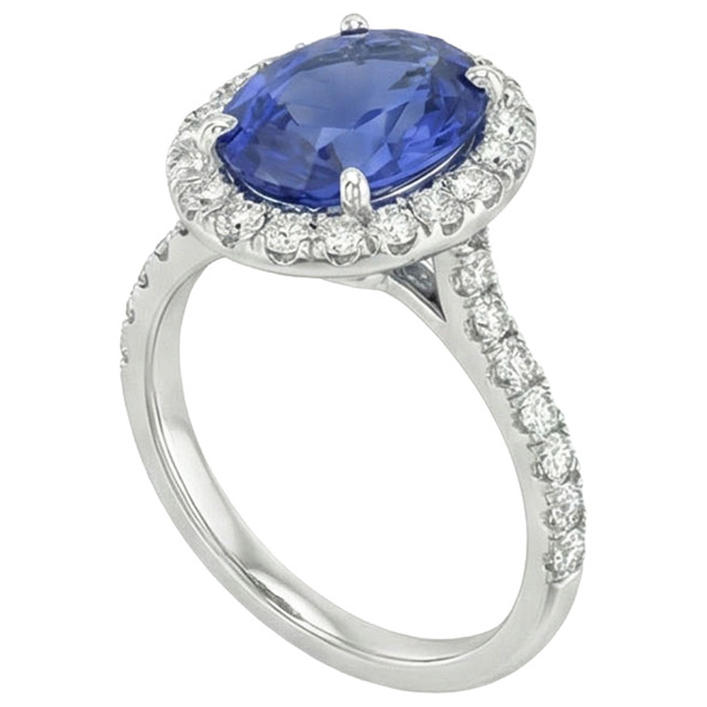echter oval diamant 14Karat ring Draufsicht