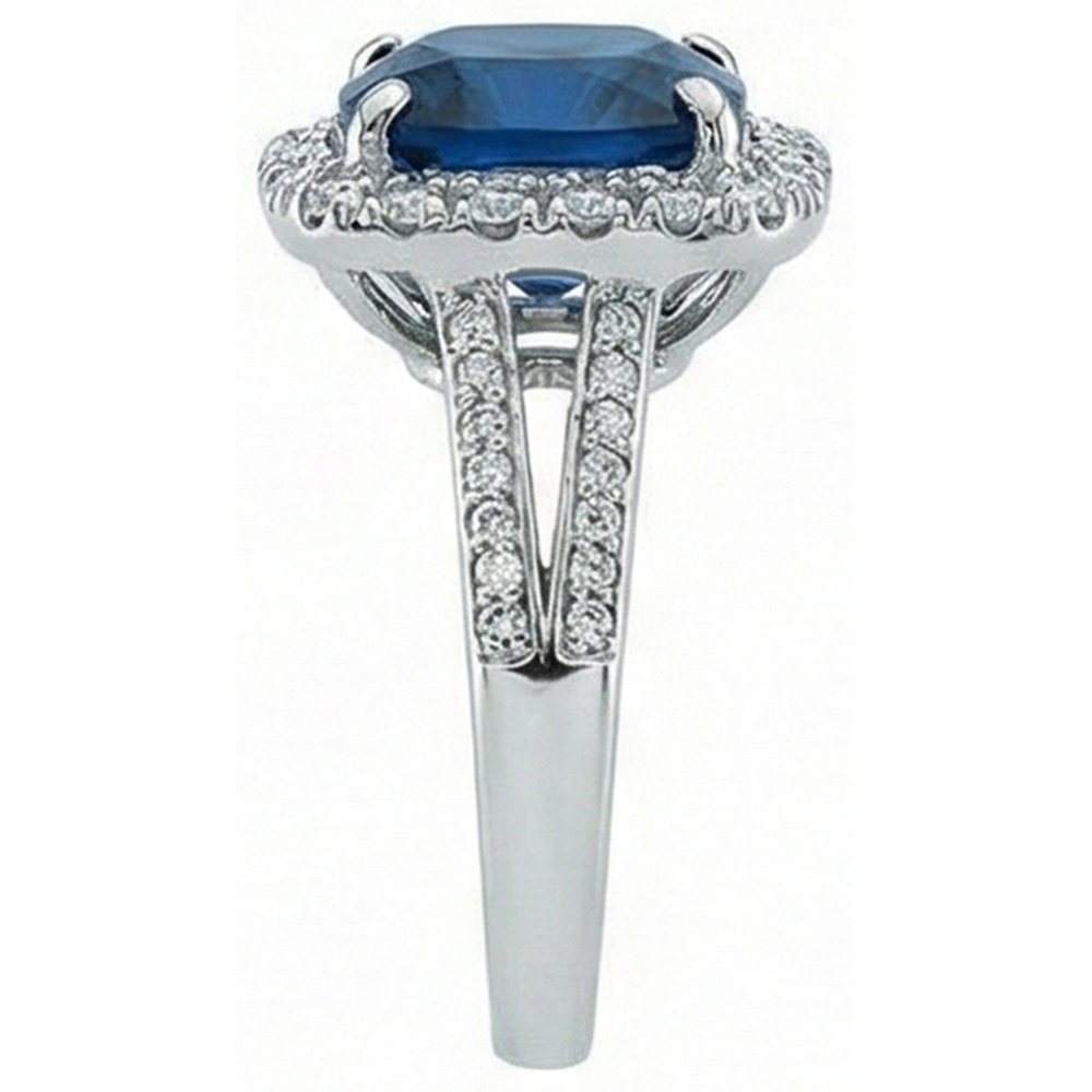 Saphir im Kissenschliff mit Diamant-Ehering 3 ct. Weißgold 14K