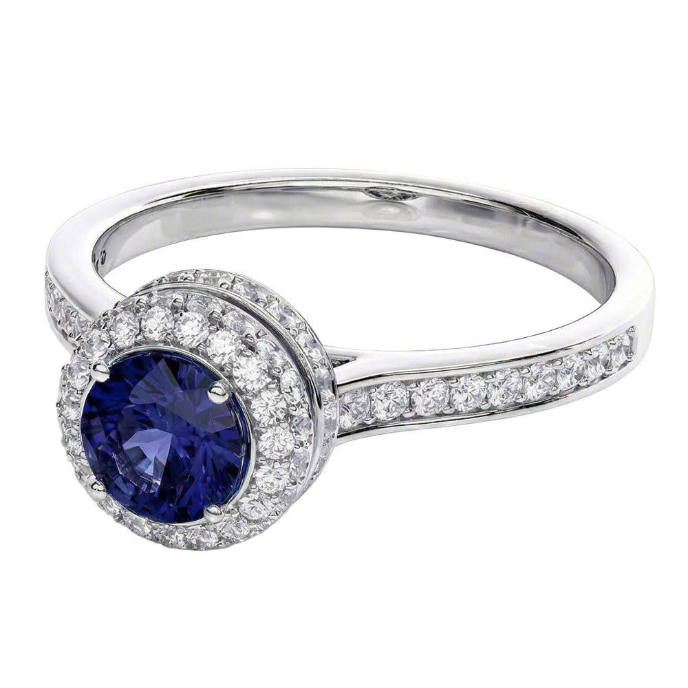echter round saphir 3Karat ring Vorderansicht