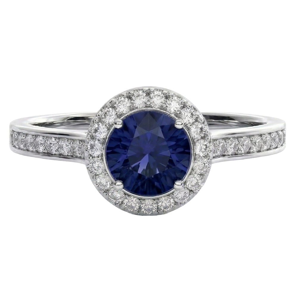 echter round saphir 3Karat ring Seitenansicht
