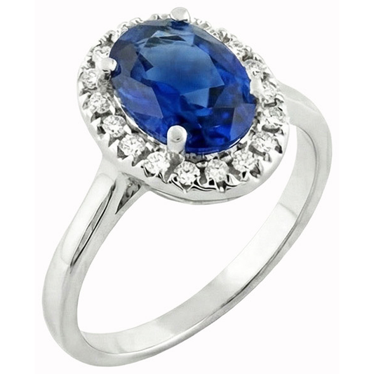 Saphir und Diamanten 5 Karat Halo-Ring Weißgold 14K