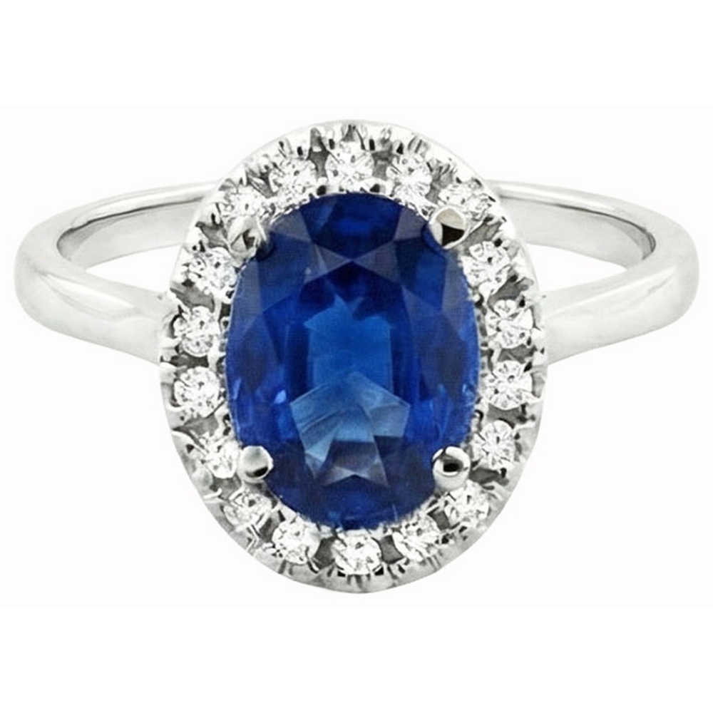 Saphir und Diamanten 5 Karat Halo-Ring Weißgold 14K