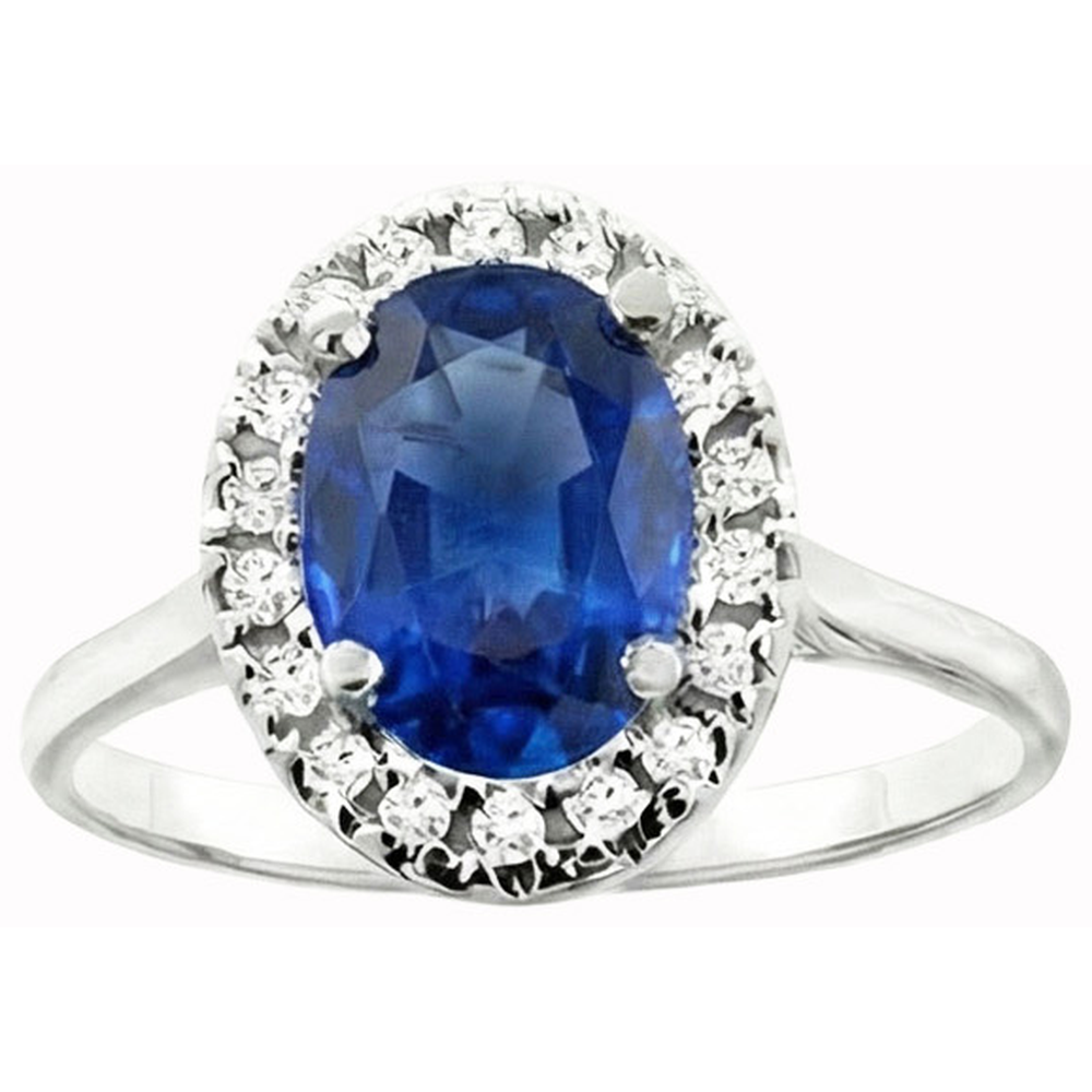 Saphir und Diamanten 5 Karat Halo-Ring Weißgold 14K