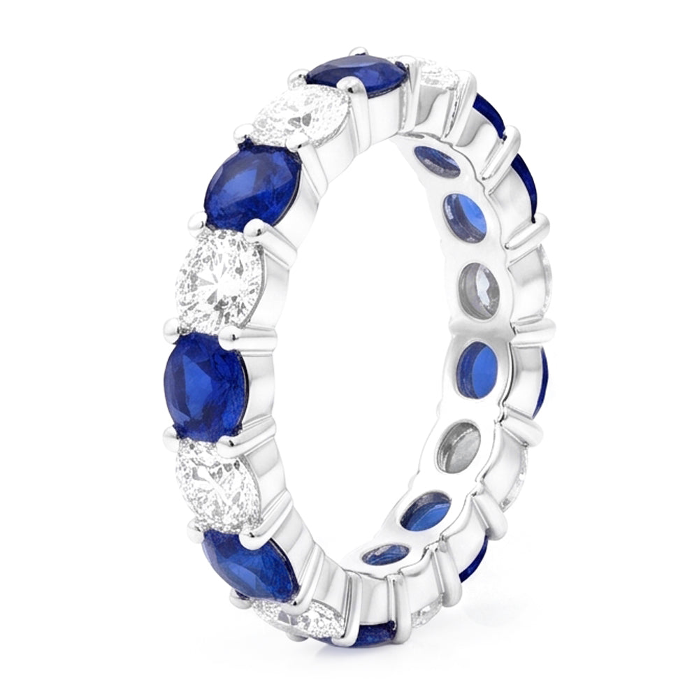 Saphir-Verlobungsring echtes blaues Ringband 18 Karat Weißgold