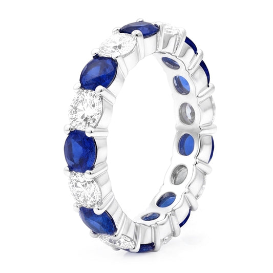 Saphir-Verlobungsring echtes blaues Ringband 18 Karat Weißgold