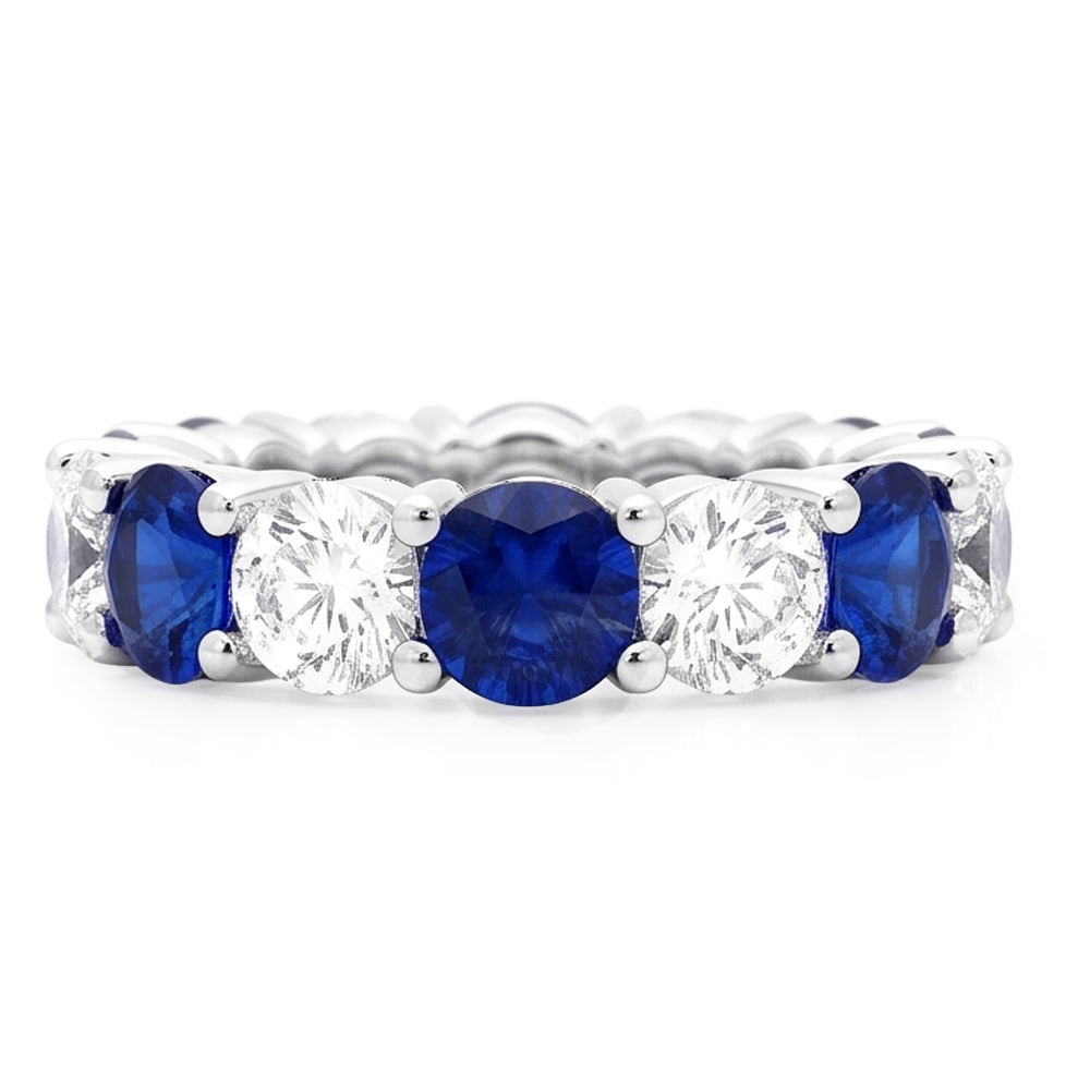 Saphir-Verlobungsring echtes blaues Ringband 18 Karat Weißgold