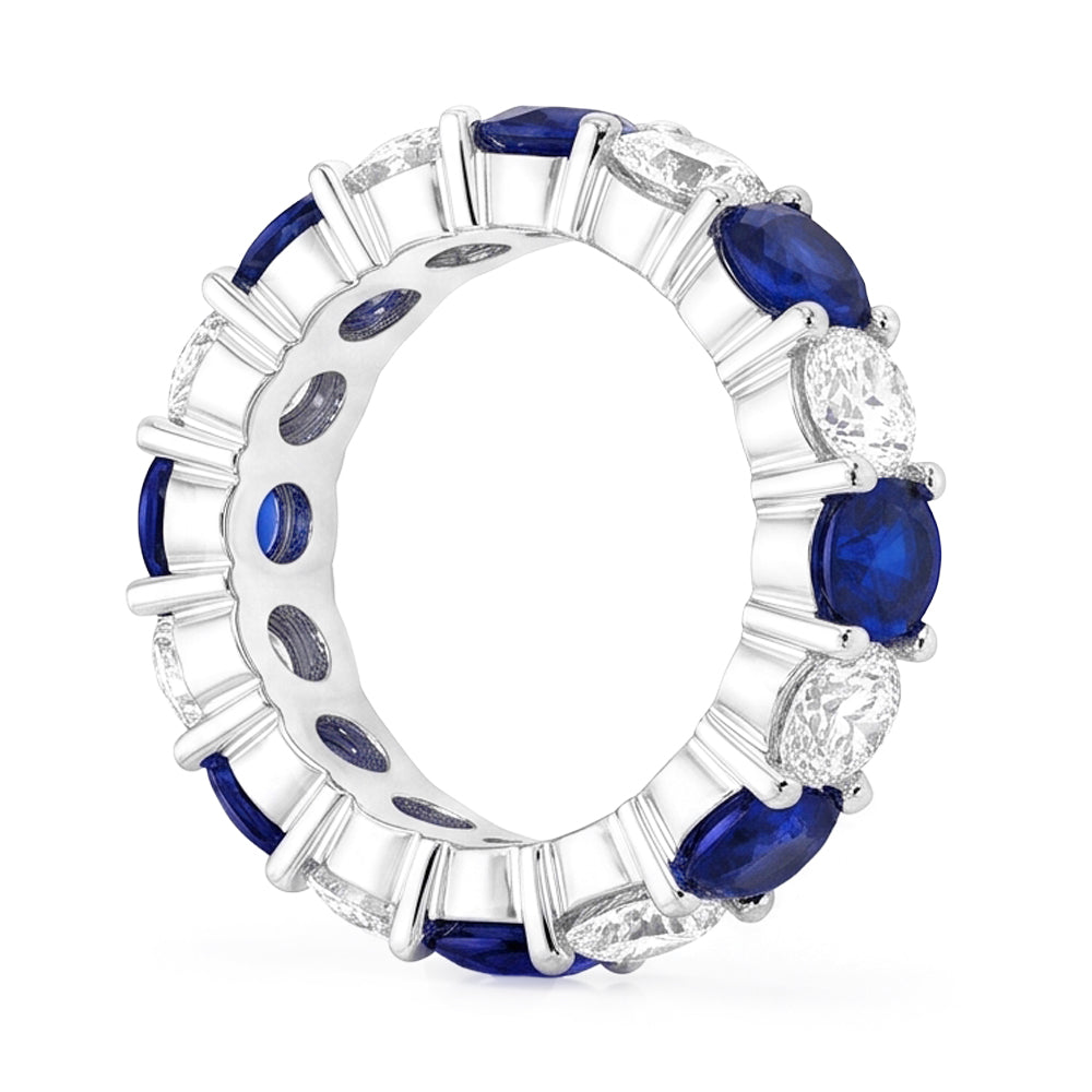 Saphir-Verlobungsring echtes blaues Ringband 18 Karat Weißgold