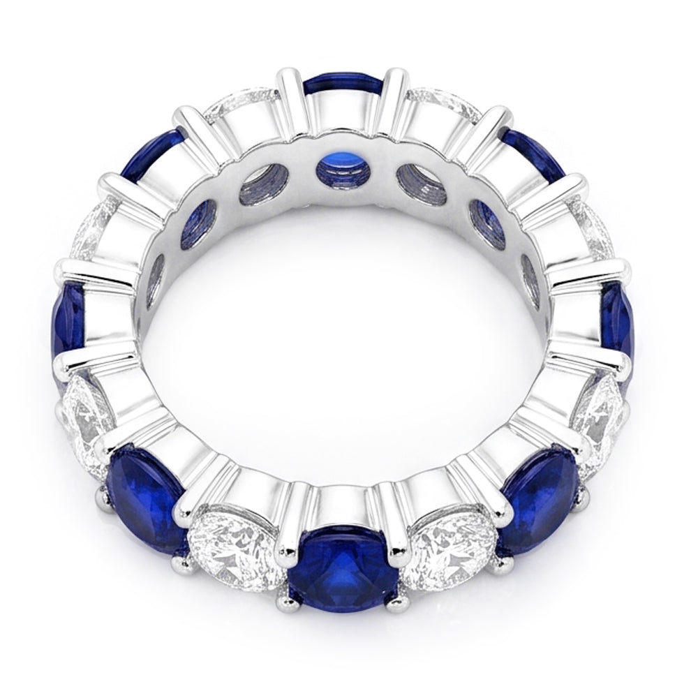 Saphir-Verlobungsring echtes blaues Ringband 18 Karat Weißgold