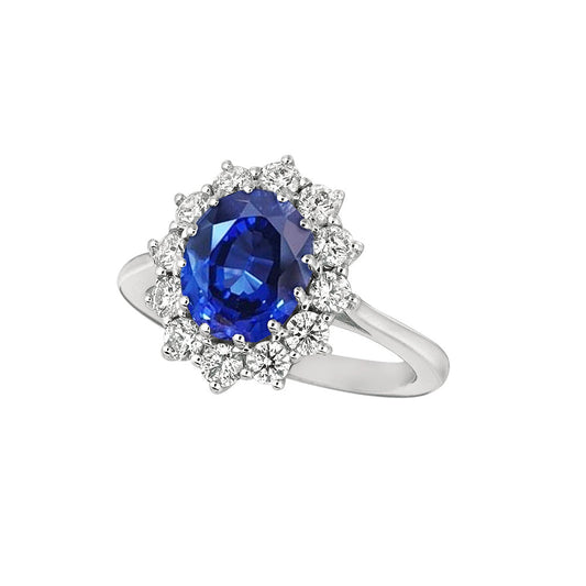 Authentischer Blauer Saphir Schmuck 2,50 Karat 14K Weißgold – Hauptansicht
