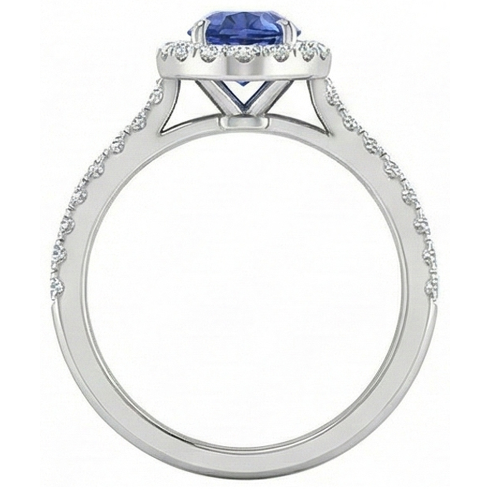 Schöne Birnenform Sri Lanka Blauer Saphir-Diamant-Ring Gold 2 Ct