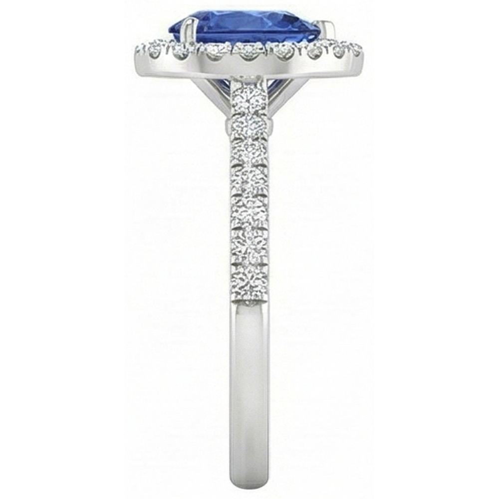 Schöne Birnenform Sri Lanka Blauer Saphir-Diamant-Ring Gold 2 Ct