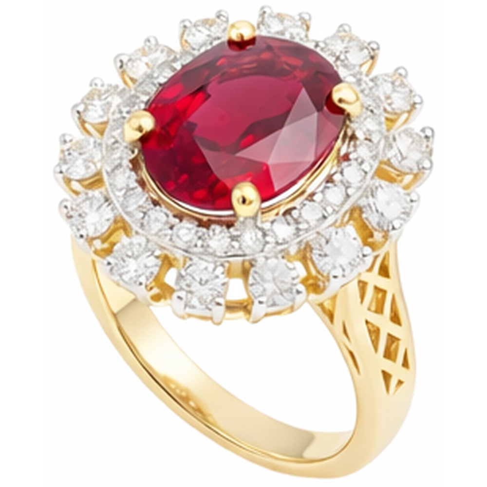 echter oval rubin 7Karat ring Detailansicht