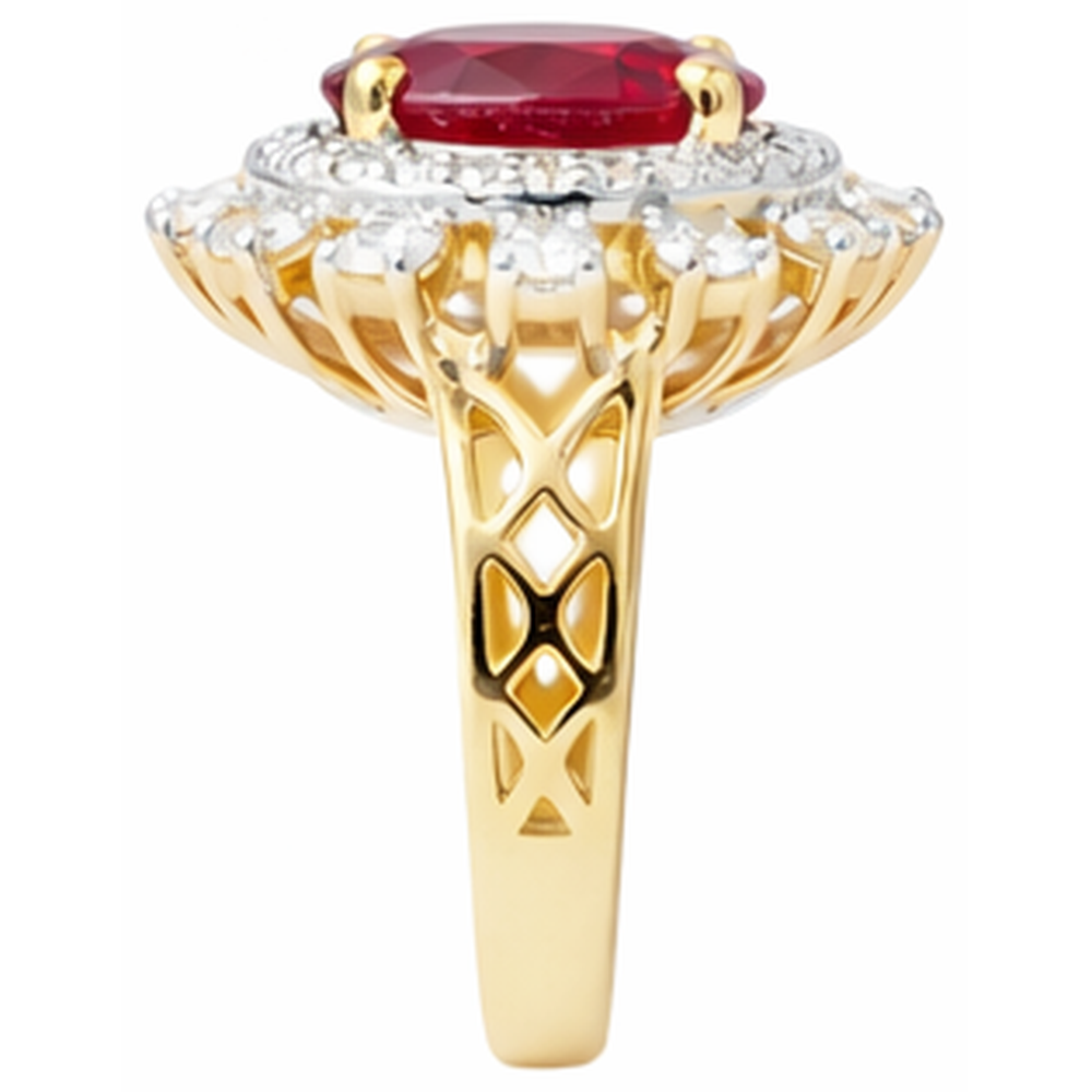 echter oval rubin 7Karat ring Profilansicht