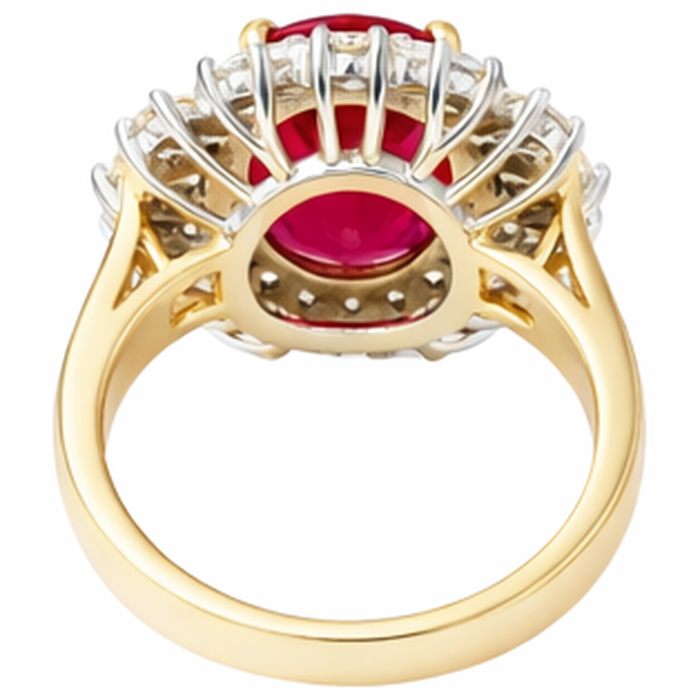 echter oval rubin 7Karat ring auf Weiß