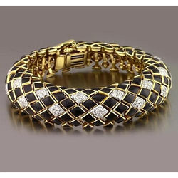 Schwarz Gelbgold Natürliche Diamant Herrenarmband 4,80 Karat Schmuck Neu