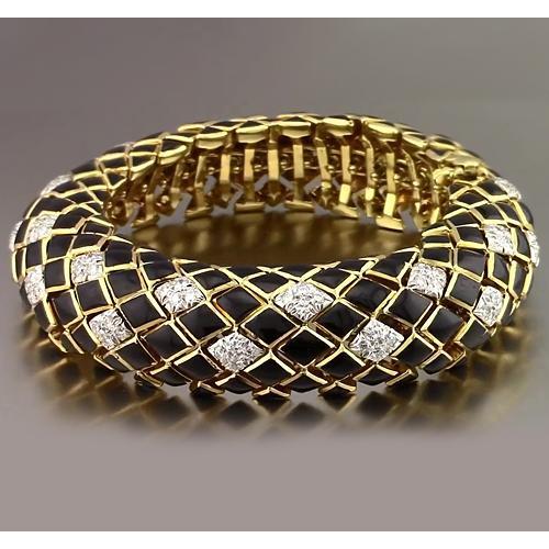 Schwarz Gelbgold Natürliche Diamant Herrenarmband 4,80 Karat Schmuck Neu