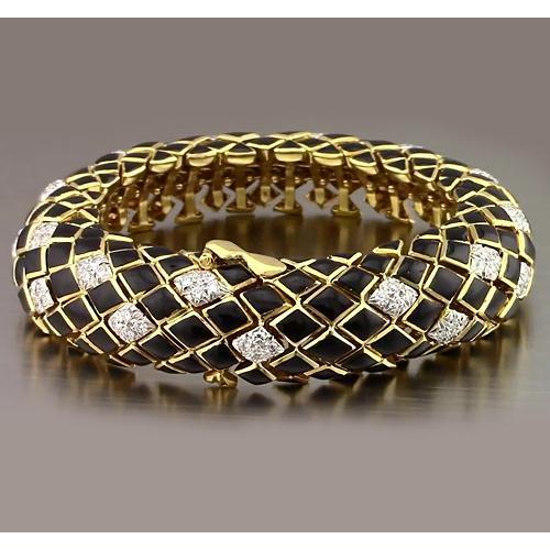 Schwarz Gelbgold Natürliche Diamant Herrenarmband 4,80 Karat Schmuck Neu