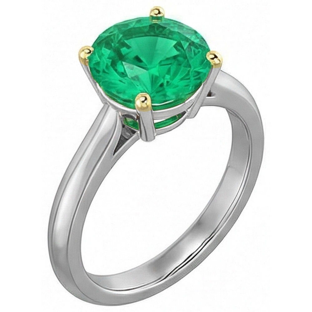 Echter Smaragd Edelstein-Ring 3 Karat Bicolor 14K Gold – Seitenansicht
