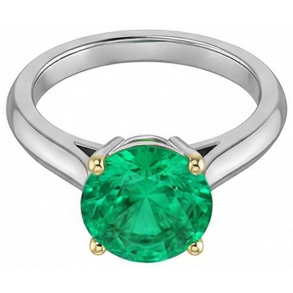 Echter Smaragd Edelstein-Ring 3 Karat Bicolor 14K Gold – Schrägansicht