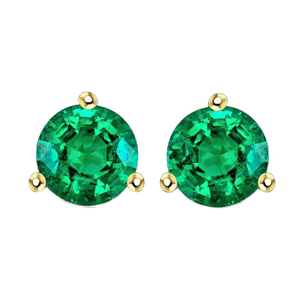 Erdgewonnener Edler Smaragd Gemstone Earring 3 Karat Zweifarbiges 14K Gold – Hauptansicht